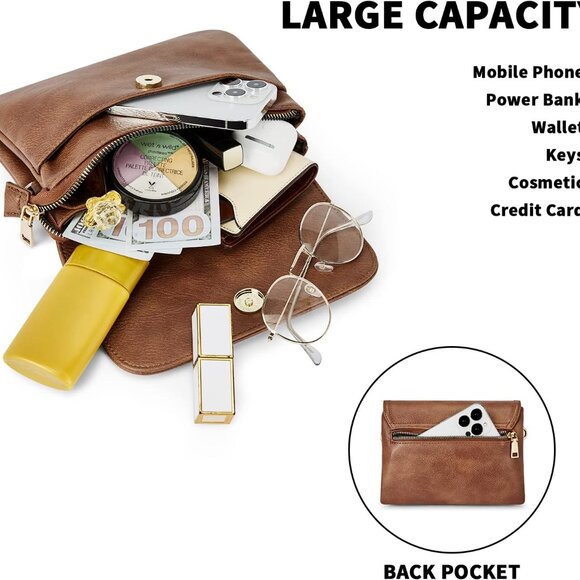 Small Crossbody Bags for Women, Vegan Leather Cell Phone Purse, Mini Travel Purs - Picture 4 of 6